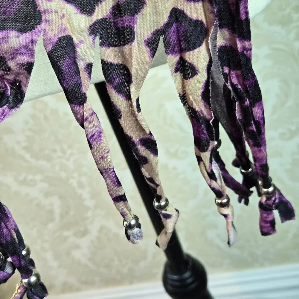 Very Moda Purple Animal Print Scarf Necklace Jewelry Multiple Ways to Style NWT